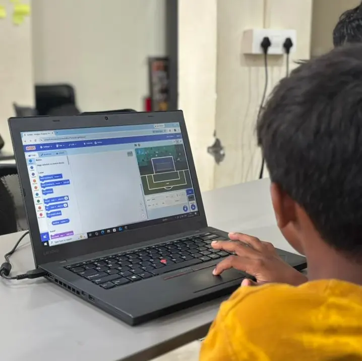 Students interacting with their newly built games