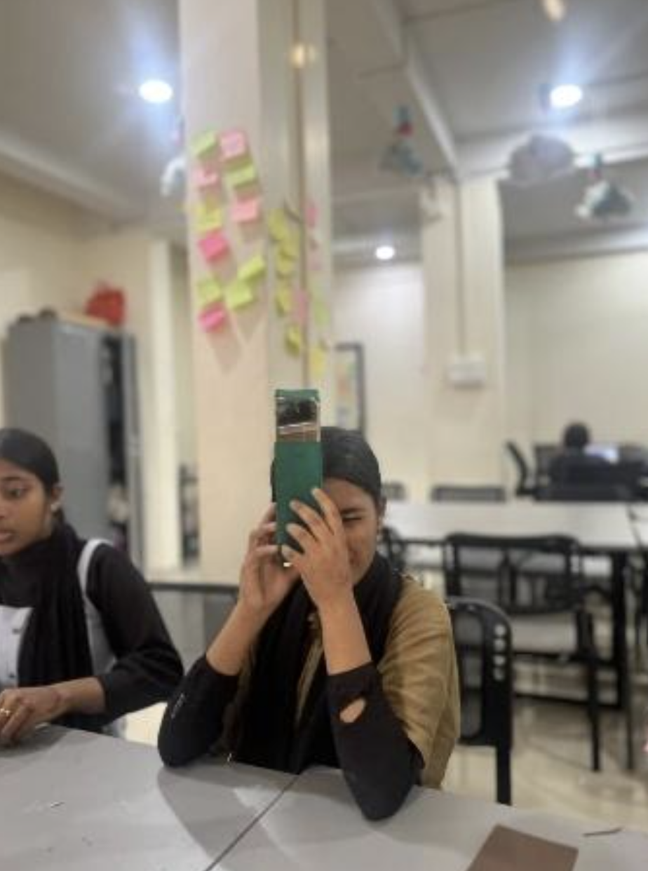 Students at the periscope and kaleidoscope session at Skill Hub